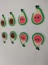 Cartoon cute PVC soft rubber avocado patches, children's hair clip accessory parts, Crocs shoe buckle accessories, phone case refrigerator patches. Specification image